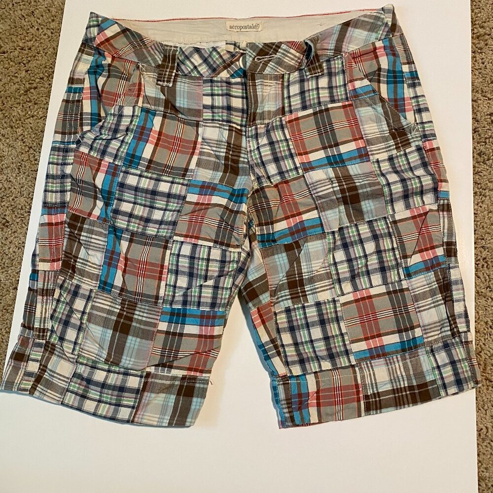 Aeropostale Muti Color Plaid Bermuda Shorts Size 7/8